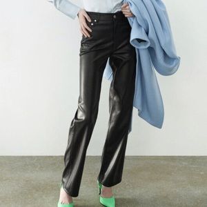 NWOT Zara Black Full Length 90s Faux Leather Pants